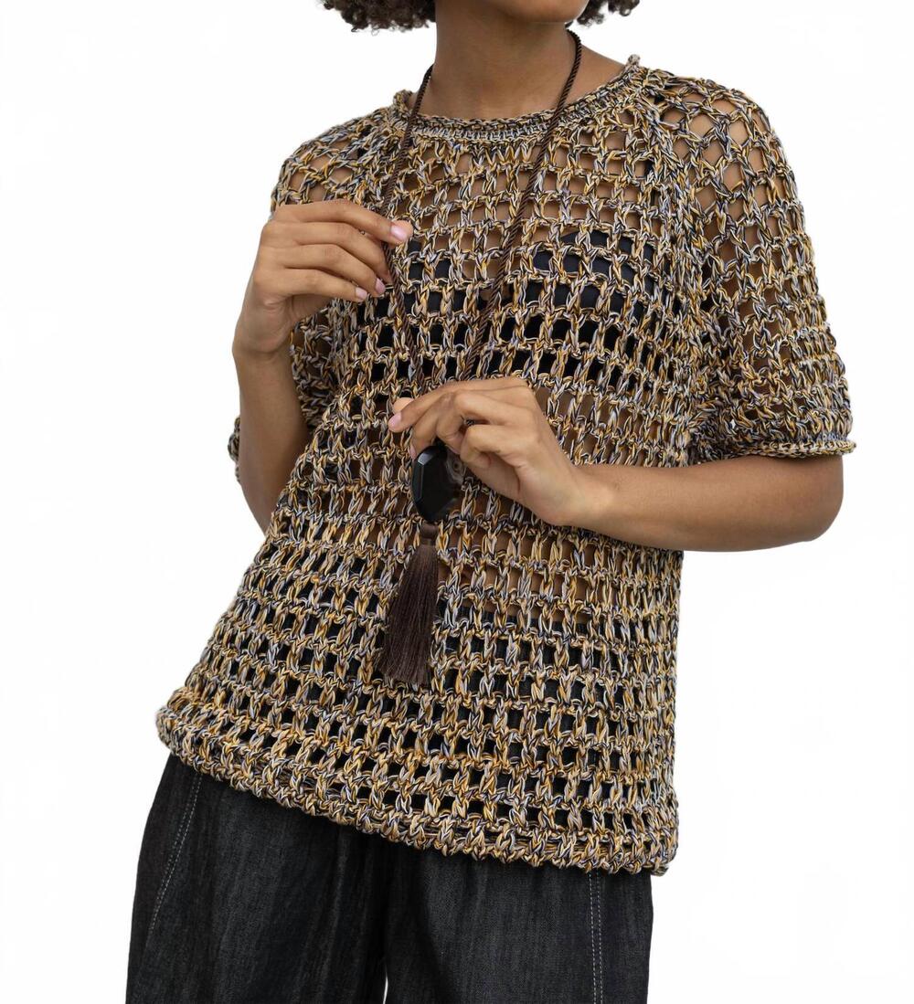 NEW RACHEL COMEY drax short sleeve tee in yellow multi